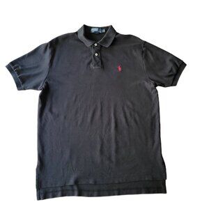 Polo Ralph Lauren Mens Black Short Sleeve Polo Shirt Size L Cotton Classic